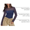 image:imageXIEERDUO Womens Sexy Sheer Long Sleeve Tops Crew Neck Mesh Ruched Going Out Shirts Blouse Date Night OutfitsA Mesh Navy