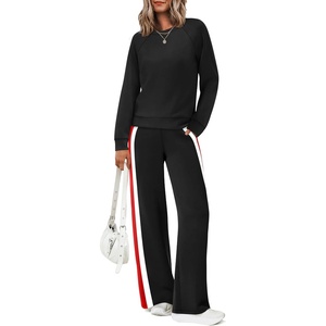 image:imageXIEERDUO 2 Piece Sets for Women Fall Outfits Fashion Clothing Lounge Sets  Lounge Sets for WomenComfiest Airport OutfitsTravel Outfits for WomenFall Fashion Must HavesOld Money ClothesSweat SuitAblack