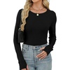image:imageXIEERDUO Long Sleeve Thermal Shirt for Women Fleece Slim Fit Tops Crewneck Basic TShirts with Thumb Holes Fall Fashion 2026Bblack