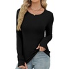 image:imageXIEERDUO Long Sleeve Thermal Shirt for Women Fleece Slim Fit Tops Crewneck Basic TShirts with Thumb Holes Fall Fashion 2026Bblack