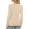 image:imageXIEERDUO Long Sleeve Thermal Shirt for Women Fleece Slim Fit Tops Crewneck Basic TShirts with Thumb Holes Fall Fashion 2026Beige