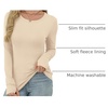 image:imageXIEERDUO Long Sleeve Thermal Shirt for Women Fleece Slim Fit Tops Crewneck Basic TShirts with Thumb Holes Fall Fashion 2026Beige