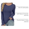 image:imageXIEERDUO Long Sleeve Thermal Shirt for Women Fleece Slim Fit Tops Crewneck Basic TShirts with Thumb Holes Fall Fashion 2026Blue