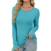 image:imageXIEERDUO Long Sleeve Thermal Shirt for Women Fleece Slim Fit Tops Crewneck Basic TShirts with Thumb Holes Fall Fashion 2026Blue Green