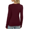 image:imageXIEERDUO Long Sleeve Thermal Shirt for Women Fleece Slim Fit Tops Crewneck Basic TShirts with Thumb Holes Fall Fashion 2026Burgundy
