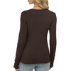 image:imageXIEERDUO Long Sleeve Thermal Shirt for Women Fleece Slim Fit Tops Crewneck Basic TShirts with Thumb Holes Fall Fashion 2026Chocolate Brown