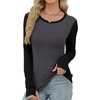 image:imageXIEERDUO Long Sleeve Thermal Shirt for Women Fleece Slim Fit Tops Crewneck Basic TShirts with Thumb Holes Fall Fashion 2026Colorblockgrayblack