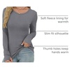 image:imageXIEERDUO Long Sleeve Thermal Shirt for Women Fleece Slim Fit Tops Crewneck Basic TShirts with Thumb Holes Fall Fashion 2026Gray