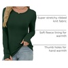 image:imageXIEERDUO Long Sleeve Thermal Shirt for Women Fleece Slim Fit Tops Crewneck Basic TShirts with Thumb Holes Fall Fashion 2026Green
