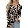 image:imageXIEERDUO Long Sleeve Thermal Shirt for Women Fleece Slim Fit Tops Crewneck Basic TShirts with Thumb Holes Fall Fashion 2026Leopard Print