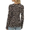 image:imageXIEERDUO Long Sleeve Thermal Shirt for Women Fleece Slim Fit Tops Crewneck Basic TShirts with Thumb Holes Fall Fashion 2026Leopard Print