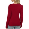 image:imageXIEERDUO Long Sleeve Thermal Shirt for Women Fleece Slim Fit Tops Crewneck Basic TShirts with Thumb Holes Fall Fashion 2026Red