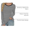 image:imageXIEERDUO Long Sleeve Thermal Shirt for Women Fleece Slim Fit Tops Crewneck Basic TShirts with Thumb Holes Fall Fashion 2026Stripeblack  White