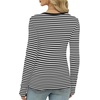 image:imageXIEERDUO Long Sleeve Thermal Shirt for Women Fleece Slim Fit Tops Crewneck Basic TShirts with Thumb Holes Fall Fashion 2026Stripeblack  White