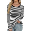 image:imageXIEERDUO Long Sleeve Thermal Shirt for Women Fleece Slim Fit Tops Crewneck Basic TShirts with Thumb Holes Fall Fashion 2026Stripeblack  White