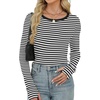 image:imageXIEERDUO Long Sleeve Thermal Shirt for Women Fleece Slim Fit Tops Crewneck Basic TShirts with Thumb Holes Fall Fashion 2026Stripeblack  White