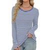 image:imageXIEERDUO Long Sleeve Thermal Shirt for Women Fleece Slim Fit Tops Crewneck Basic TShirts with Thumb Holes Fall Fashion 2026Stripeblue  White