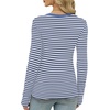 image:imageXIEERDUO Long Sleeve Thermal Shirt for Women Fleece Slim Fit Tops Crewneck Basic TShirts with Thumb Holes Fall Fashion 2026Stripeblue  White