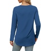 image:imageXIEERDUO Womens Long Sleeve Round Neck Shirts Side Split Basic Loose Tunic Tops Casual 2026Blue