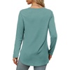 image:imageXIEERDUO Womens Long Sleeve Round Neck Shirts Side Split Basic Loose Tunic Tops Casual 2026Blue Green