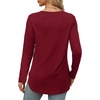 image:imageXIEERDUO Womens Long Sleeve Round Neck Shirts Side Split Basic Loose Tunic Tops Casual 2026Burgundy
