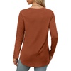 image:imageXIEERDUO Womens Long Sleeve Round Neck Shirts Side Split Basic Loose Tunic Tops Casual 2026Caramel