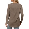 image:imageXIEERDUO Womens Long Sleeve Round Neck Shirts Side Split Basic Loose Tunic Tops Casual 2026Coffee