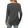 image:imageXIEERDUO Womens Long Sleeve Round Neck Shirts Side Split Basic Loose Tunic Tops Casual 2026Dark Grey