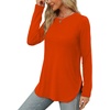 image:imageXIEERDUO Womens Long Sleeve Round Neck Shirts Side Split Basic Loose Tunic Tops Casual 2026Halloween Orange