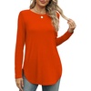 image:imageXIEERDUO Womens Long Sleeve Round Neck Shirts Side Split Basic Loose Tunic Tops Casual 2026Halloween Orange
