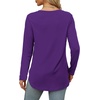 image:imageXIEERDUO Womens Long Sleeve Round Neck Shirts Side Split Basic Loose Tunic Tops Casual 2026Purple
