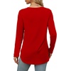image:imageXIEERDUO Womens Long Sleeve Round Neck Shirts Side Split Basic Loose Tunic Tops Casual 2026Red