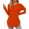 image:imageXIEERDUO Womens Long Sleeve Round Neck Shirts Side Split Basic Loose Tunic Tops Casual 2026Halloween Orange