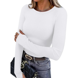image:imageXIEERDUO Long Sleeve Thermal Shirt for Women Fleece Slim Fit Tops Crewneck Basic TShirts with Thumb Holes Fall Fashion 2026Awhite