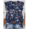 image:imageXIEERDUO Blouses for Women Dressy Casual Long Sleeve Shirts Fashion Clothing Puff Sleeve Tunic Tops with Smocked CuffsNavy Floral