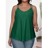 image:imageXIEERDUO Womens Tank Tops Spaghetti Strap Camisoles Eyelet Embroidery Scoop Neck TopsDark Green