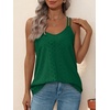 image:imageXIEERDUO Womens Tank Tops Spaghetti Strap Camisoles Eyelet Embroidery Scoop Neck TopsDark Green