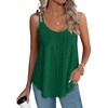 image:imageXIEERDUO Womens Tank Tops Spaghetti Strap Camisoles Eyelet Embroidery Scoop Neck TopsDark Green