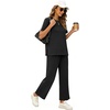 image:imageXIEERDUO Womens 2 Piece Outfits Summer Lounge Sets Side Slit Loungewear  Short Sleeve Top Matching Wide Leg Capri PantsA Black