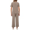 image:imageXIEERDUO Womens 2 Piece Outfits Summer Lounge Sets Side Slit Loungewear  Short Sleeve Top Matching Wide Leg Capri PantsA Khaki