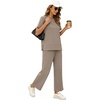image:imageXIEERDUO Womens 2 Piece Outfits Summer Lounge Sets Side Slit Loungewear  Short Sleeve Top Matching Wide Leg Capri PantsA Khaki