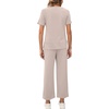 image:imageXIEERDUO Womens 2 Piece Outfits Summer Lounge Sets Side Slit Loungewear  Short Sleeve Top Matching Wide Leg Capri PantsApricot