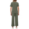 image:imageXIEERDUO Womens 2 Piece Outfits Summer Lounge Sets Side Slit Loungewear  Short Sleeve Top Matching Wide Leg Capri PantsArmy Green