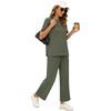 image:imageXIEERDUO Womens 2 Piece Outfits Summer Lounge Sets Side Slit Loungewear  Short Sleeve Top Matching Wide Leg Capri PantsArmy Green