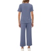 image:imageXIEERDUO Womens 2 Piece Outfits Summer Lounge Sets Side Slit Loungewear  Short Sleeve Top Matching Wide Leg Capri PantsBlue