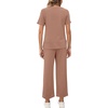 image:imageXIEERDUO Womens 2 Piece Outfits Summer Lounge Sets Side Slit Loungewear  Short Sleeve Top Matching Wide Leg Capri PantsBrown