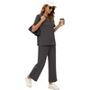 image:imageXIEERDUO Womens 2 Piece Outfits Summer Lounge Sets Side Slit Loungewear  Short Sleeve Top Matching Wide Leg Capri PantsDark Grey
