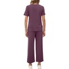image:imageXIEERDUO Womens 2 Piece Outfits Summer Lounge Sets Side Slit Loungewear  Short Sleeve Top Matching Wide Leg Capri PantsDark Purple