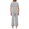 image:imageXIEERDUO Womens 2 Piece Outfits Summer Lounge Sets Side Slit Loungewear  Short Sleeve Top Matching Wide Leg Capri PantsGrey