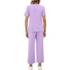 image:imageXIEERDUO Womens 2 Piece Outfits Summer Lounge Sets Side Slit Loungewear  Short Sleeve Top Matching Wide Leg Capri PantsLight Purple